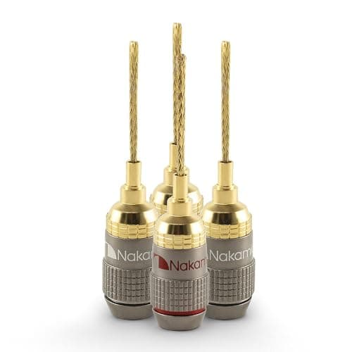 Image of Nakamichi FanLock Excel Series 24k Gold Plated 2mm Flex Pin Banana Plugs 10 AWG - 18 AWG Gauge Size for Spring Clip Terminal Speakers Amplifier Hi-Fi Wire Cable Quick Connector, 4 Pcs (2-Pairs)