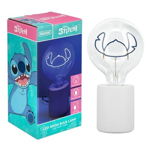Image of Paladone Disney Stitch Decorative LED Neon Bulb Lamp - E27 Glass Lightbulb, Officially Licensed Lilo & Stitch Collectible Gift, Fun Light for Bedrooms & Homes