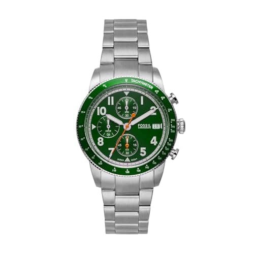 Image of FOSSIL Sport Tourer Watch for Men, Chronograph Movement with Stainless Steel or Leather Strap,Green,42 mm