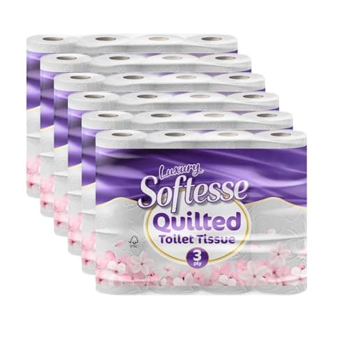 Image of Softesse Toilet Paper 60 Rolls, 3 Ply Toilet Rolls Bulk Buy, Luxuriously Soft, Gentle and Hypoallergenic Sustainable Toilet Rolls - Quilted Toilet Roll for Your Family - Dermatologically Tested (60)