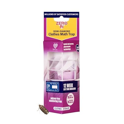 Image of Zero In Demi-Diamond Clothes Moth Killer. Pheromone Technology. Poison-Free. Monitor Infestations. Hang in Wardrobes and Stand in Cupboards and Drawers, white