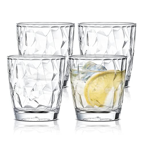 Image of Reusable Plastic Tumblers - Set of 4 Plastic Cups for Kids and Adults - 300ml Crystal-Clear Drinking Tumblers for Water, Juice - Unbreakable and Durable Plastic Glasses, BPA Free (Clear)