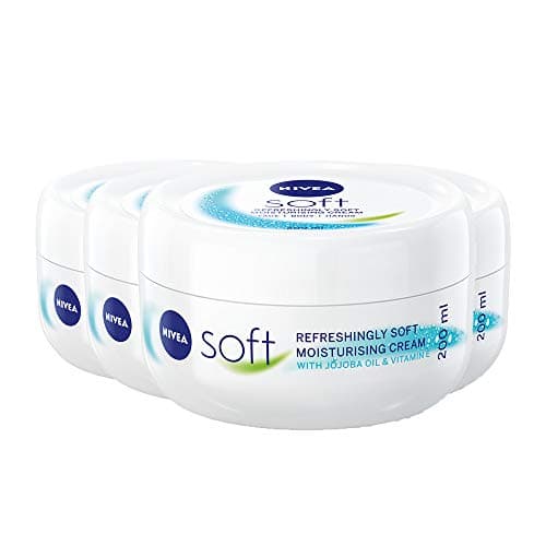 Image of NIVEA Soft Pack of 4 (4 x 200ml), A Moisturising Cream for Face, Body and Hands with Vitamin E and Jojoba Oil, Intensive Everyday Moisturiser