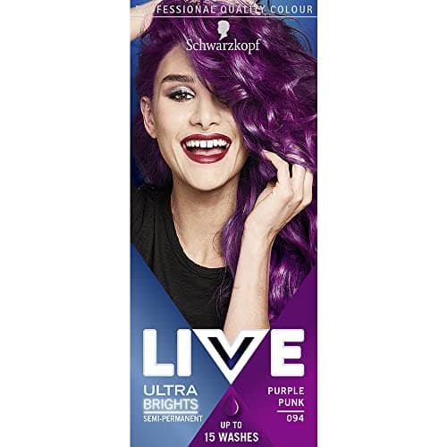 Image of Schwarzkopf LIVE Ultra Brights Or Pastels, Vibrant Semi-permanent Purple Hair Dye, Lasts Up to 15 Washes- Purple Punk 094