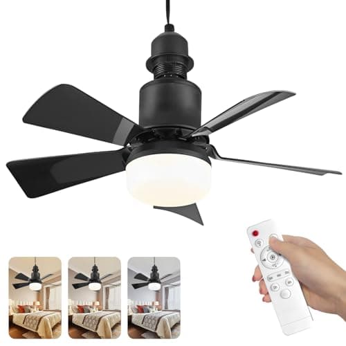 Image of Ceiling Fans with Lights and Remote Control,E27 30W Ceiling Lights with Fan RC Timing, 3 Speeds 3 Colors (3000-6500K) LED Ceiling Light,,Timing, Modern Fan Lamp for Bedroom Living Room (Black)