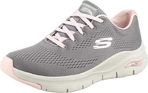 Image of Skechers Women's Arch Fit Big Appeal Sneaker,Gray Knit Mesh / Pink Trim,5 UK