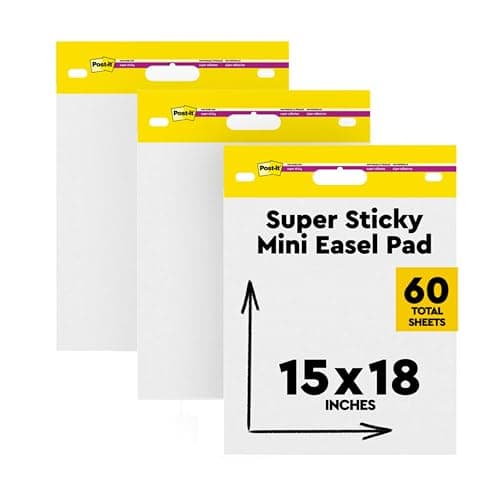 Image of Post-it Super Sticky Mini Easel Pad, 15 x 18 Inches, 20 Sheets/Pad, 3 Pads, White Premium Self Stick Flip Chart Paper (577-3PK)
