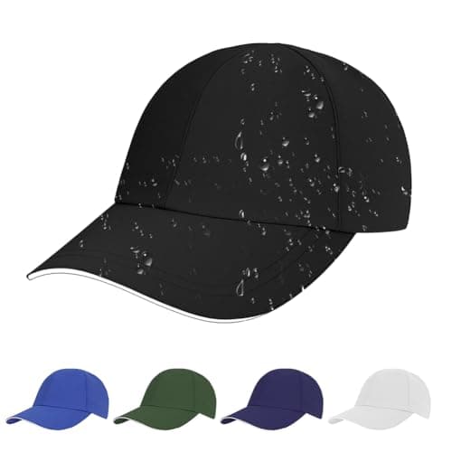 Image of AUYAO Unisex Waterproof Baseball Cap 6-Panel Dad Cap Classic Plain Baseball Hat Lightweight Sport Cap Foldable Peak Cap Hat Sun Rain Protection Cap Sun Visor Hat for Running Hiking Fishing(Black)