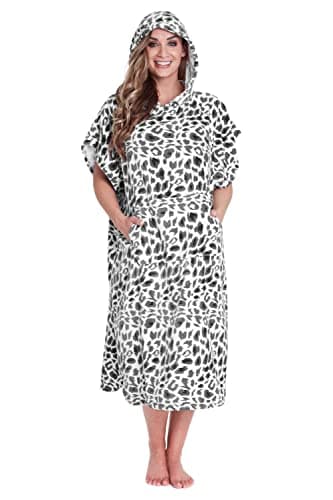 Image of CityComfort Beach Towel with Hood for Adults Teens Surf Poncho Absorbent Cotton Soft Changing Robe for Swimming Beach Bath Holiday Essentials (L-XL, Grey Leopard)