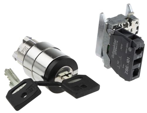 Image of Schneider Electric Harmony XB4 - Key Selector Switch, Metal, 2 Positions, Ronis 455 Keylock, Stays Put, 1NO, 22 mm Mount, XB4BG21, Black