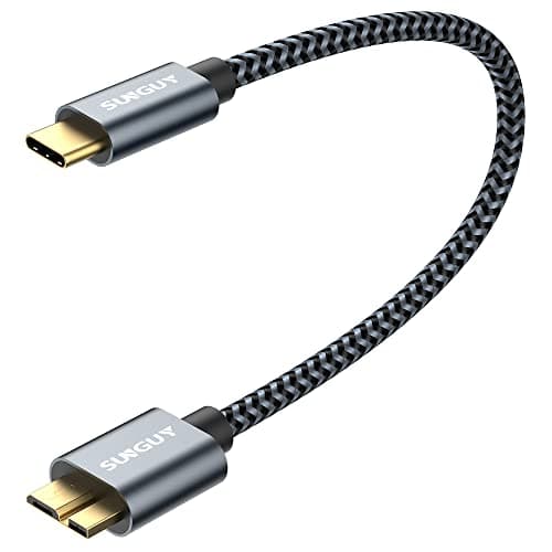 Image of SUNGUY 10Gbps Micro B to USB C Hard Drive Cable 1FT, USB 3.1 High-Speed External Hard Drive USB C Cable for iPhone 16 15 Pro/Pro Max, MacBook Pro/Air, WD Toshiba Westgate Seagate