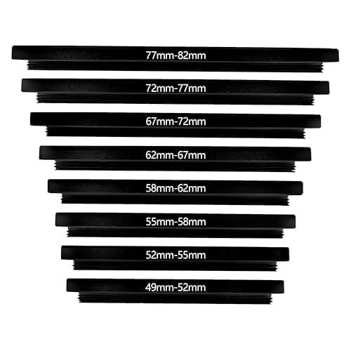Image of Belmalia 8 Step-Up Rings Set, Lens filter Adapters: 49mm 52mm 55mm 58mm 62mm 67mm 72mm 77mm 82mm