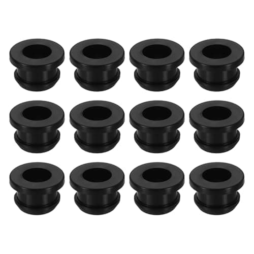 Image of sourcing map 12Pcs Rubber Grommets Fit 0.39" (10mm) Hole Dia.0.39" (10mm) H 0.18"(4.5mm) ID Hole Top Hat Grommet Silicone Rubber Hole Plug Gasket for Electrical Box Cable Pipe, Black