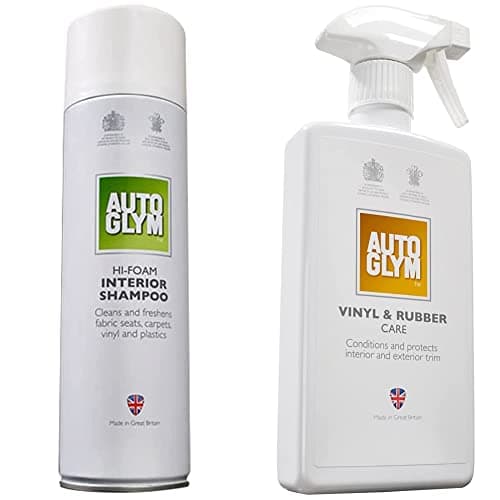 Image of Autoglym 45012B Hi-Foam Interior Shampoo, 450ml & Vinyl And Rubber Care, 500ml - Fresh Lemon Scented Interior Car Cleaner Spray Designed To Protect Your Dashboard and Other Interior Plastics