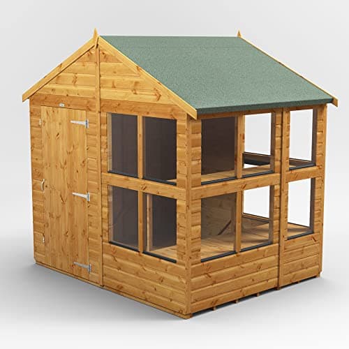 Image of Powersheds High Grade Premium Apex Potting Potting Greenhouse Wooden Shed with Security Features, PVC Window sills, Door & Window Flexibility, made from 12mm Extra Thick Timber & Toughened Glass