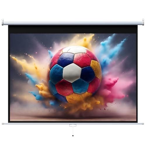 Image of INMOZATA Projector Screen Pull Down 84 Inch Wall & Ceiling Mount Projection Screen with 4:3 Aspect Ratio Matte White Screen & Black PVC Backing for Home Cinema Theater, School, Office (178x142cm)