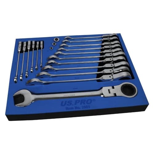Image of US PRO 20pc Metric Flex Gear Ratchet Combination Spanner Wrench Set 8-32mm 3985