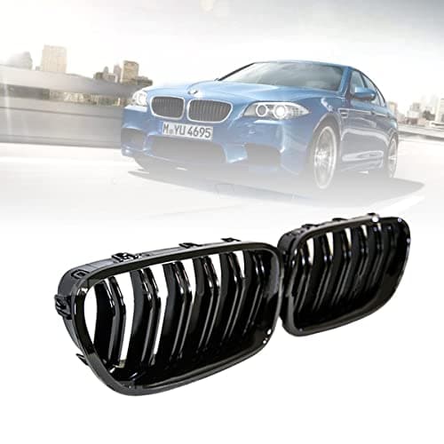 Image of Front Kidney Grille Grill, ZAYMDO 1 Pair Gloss Black Dual Slat Front Kidney Bumper Grill Replacement for BMW 5 Series F10 F11 F18 520 523 525 530