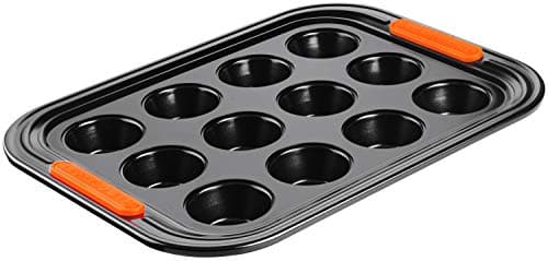 Image of Le Creuset Non-Stick Carbon Steel Bakeware 12 Cup Muffin Tray, Black, 30 cm, 46058000010000