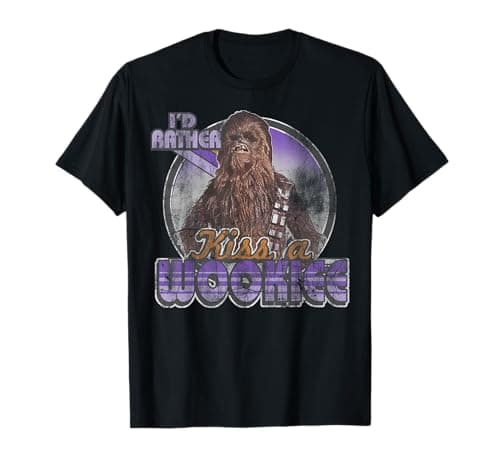 Image of Star Wars Chewie I'd Rather Kiss A Wookie Text T-Shirt