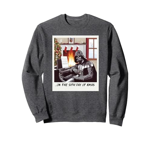 Image of Star Wars Darth Vader Sith Day of Xmas Holiday Sweatshirt, Adult Unisex, Dark Heather Grey, X-Large