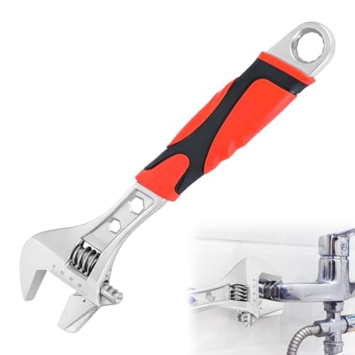 Image of XINML Adjustable Spanner Wrench 8 Inch (200mm), Wide Jaw Adjustable Wrench Heavy Duty Carbon Steel, Non Slip Grip Handle for Nuts Bolts Pipes Plumbing DIY Garage Repair