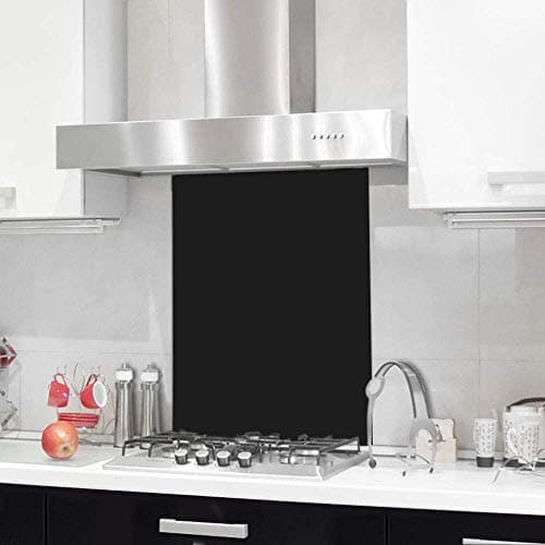 Image of BELOFAY 60x60cm Black Tempered Glass Splashback for Kitchen, 6mm Toughened Glass Heat Resistant Splashbacks for Cookers
