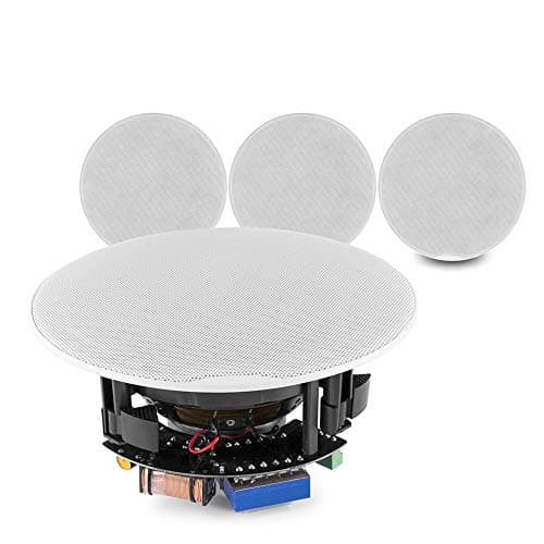 Image of Power Dynamics 4x In Ceiling Speakers Flush Mount 5.25" 2-Way Coaxial Audio System 100V & 8 Ohm for Home Shop Restaurant Music Installation 320W (4x 80W) White Finish