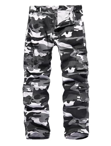 Image of APTRO Mens Cargo Trousers Camo Trousers Combat Tactical Trousers Cotton Multiple Pockets Outdoor Pants LT04 Grey 36