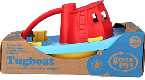 Image of Green Toys Tugboat (Yellow Handle) - Bath and Water Toys, Multicolor, 11 cm, 1 Count (Pack of 1)