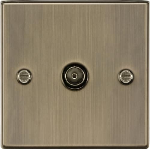 Image of Knightsbridge CS010AB Square Edge Antique Brass TV Outlet, Antique Brass