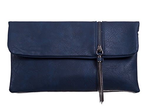 Image of LeahWard Women's Faux Leather Clutch Bag Soft Fashion Classic Evening Handbag 998 (Navy)