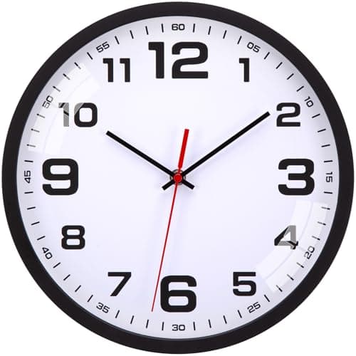 Image of Warminn Wall Clock - Modern Battery Operated Silent Wall Clocks Non Ticking Large 30 cm Black Kitchen Clocks Wall for Bedroom Living Room