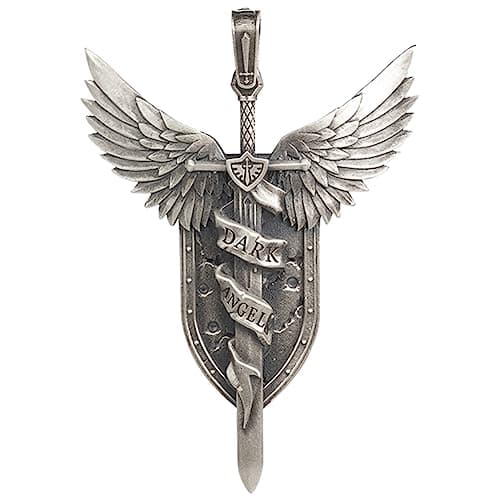 Image of Starforged Lion El'Jonson Warhammer 40K Dark Angels Necklace Men's Space Marines Pendant Sterling Silver