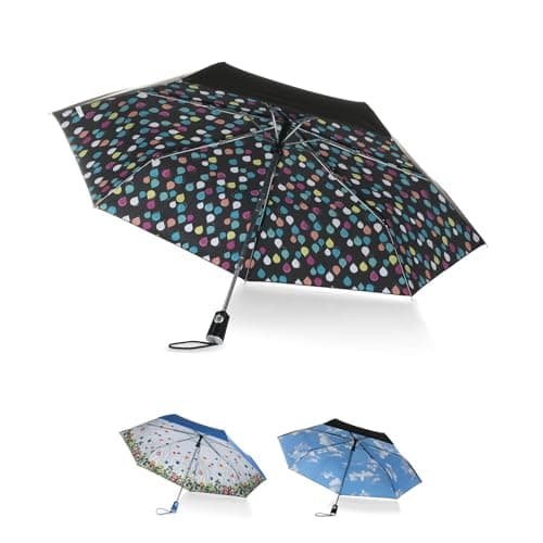 Image of Totes Women's Under Canopy Print Auto Open Close, Raindrops