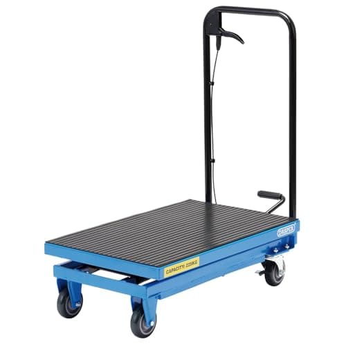 Image of Draper Hydraulic Lifting Table, Certified to 225kg - 99814 - Lifting Range 225-720mm, Blue and Black