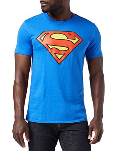 Image of DC Comics Men's Superman Logo Short Sleeve T-Shirt, Royal Blue, S UK