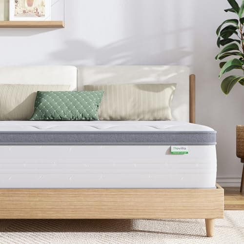 Image of Novilla Mattresses King Size 9.8 Inch 3-Zone Comfort foam Pocket Sprung Mattress, 5FT Hybrid Mattress Firm with Oeko-tex Knitted Fabric and CertiPUR-US Foam 150x200x25cm