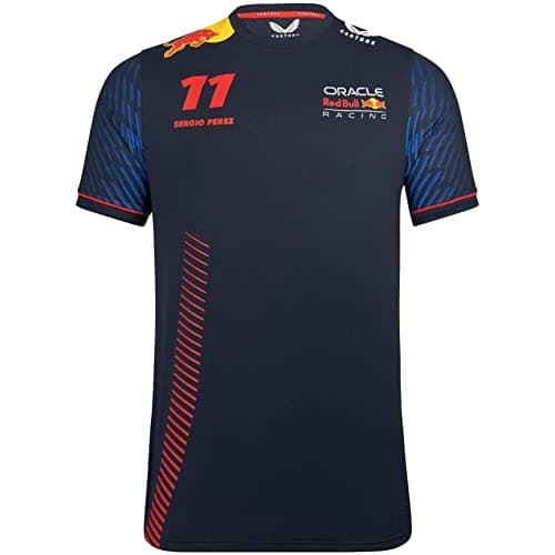 Image of Red Bull Racing Official F1 Team Sergio Perez 11 Formula One T-Shirt - Blue - M