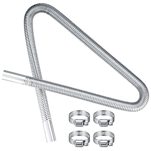 Image of QOOSIKICC 120cm Stainless Steel Diesel Heater Exhaust Pipe, Car Parking Heater Flexible Tail Exhaust Pipe, Diesel Gas Vent Exhaust Hose Pipe for Air Diesel Parking Heaters, Car Heater Accessories