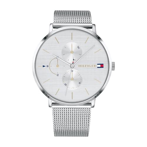 Image of Tommy Hilfiger Analogue Multifunction Quartz Watch for Women with Silver Stainless Steel Mesh Bracelet - 1781942