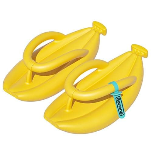 Image of Obelunrp Cute Banana Shower Sandals, Soft EVA Thick Banana Shoes Slippers, Waterproof Non Slip Pillow Sandals for Women Men Bathroom Summer Pool Beach, 44/45, Decoración de jardín