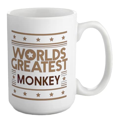 Image of Shopagift Worlds Greatest Monkey Mug Wildlife Safari Zoo White 15oz Large Ceramic Cup