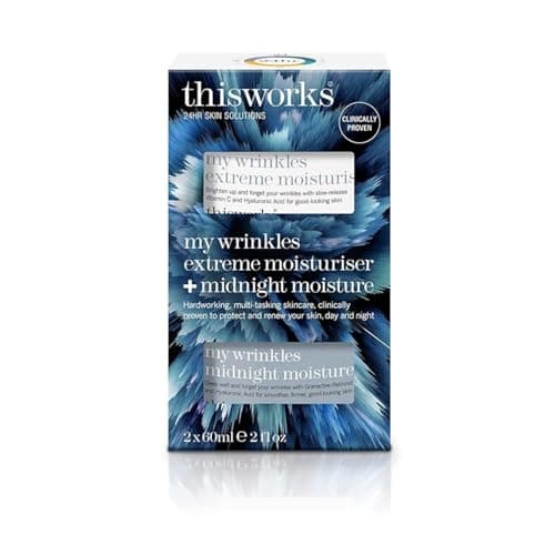 Image of This Works My Wrinkles Moisturiser Duo - Anti Aging Face Cream Set for Smooth Skin - Includes Extreme Moisture Cream with Hyaluronic Acid and Midnight Moisture Night Cream with Retinoid Complex