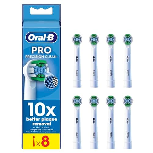 Image of Oral-B Pro Precision Clean Electric Toothbrush Head, X-Shape And Angled Bristles for Deeper Plaque Removal, Pack of 8 Toothbrush Heads, White