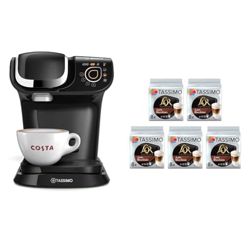 Image of Tassimo Bosch My Way 2 TAS6502GB Coffee Machine, 1500 Watt, 1.3 Litre - Black With L'OR Macchiato Bundle x 80 drinks