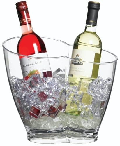 Image of BarCraft Wine Cooler Bucket, Double Sided Design for 2 Bottles, Plastic, Transparent, 7 Litres