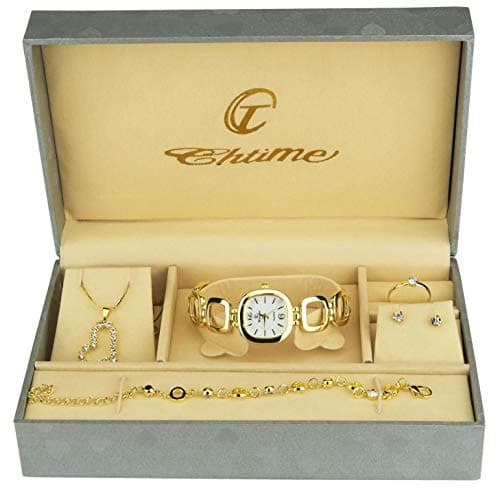 Image of Gift Set Women's Watch - Parure de Bijoux- Necklace-Ring- Earrings - Band