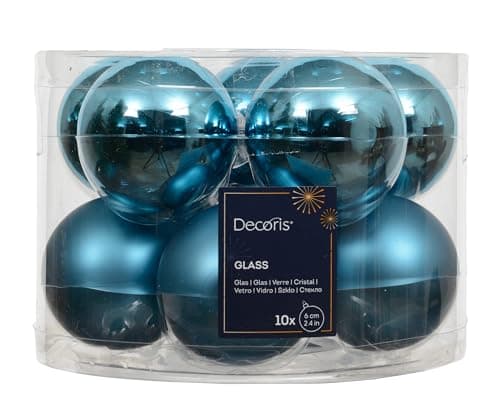 Image of Kaemingk Glass Christmas Baubles, 6 cm x 10 Pieces, Matte & Glossy, Christmas Tree Baubles for Christmas, Christmas Tree Decorations & Christmas Tree Decorations, Folklore Blue