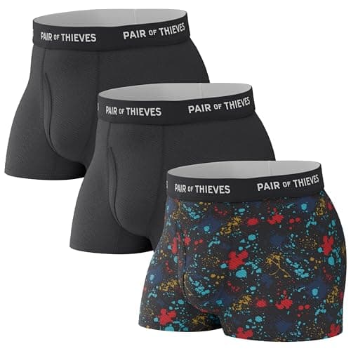 Image of Pair of Thieves SuperFit Men’s Trunks 3 Pack – Breathable Mesh Cooling, No-Chafe Comfort – Black, Medium